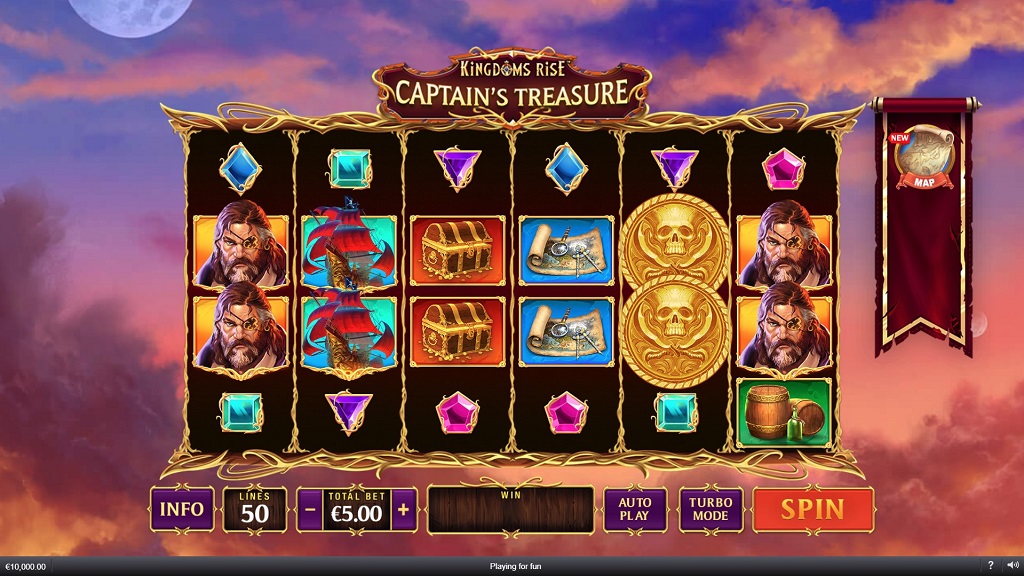 Screenshot of Kingdoms Rise Captains Treasure slot from Playtech