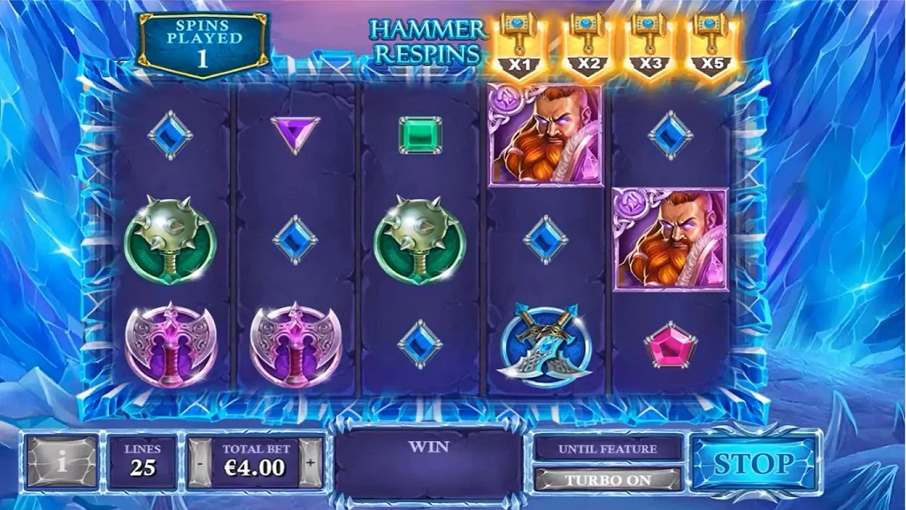 Screenshot of Kingdoms Rise Reign of Ice slot from Playtech