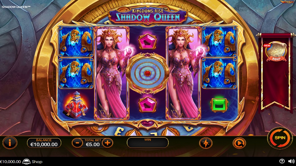 Screenshot of Kingdoms Rise Shadow Queen slot from Playtech