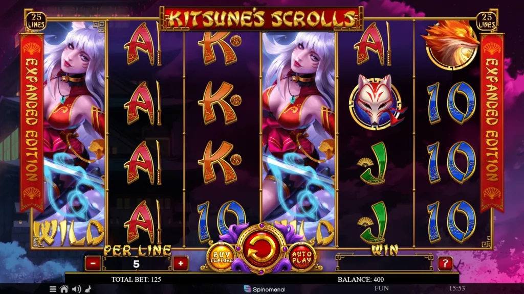 Screenshot of Kitsune Scrolls: Expanded Edition slot from Spinomenal