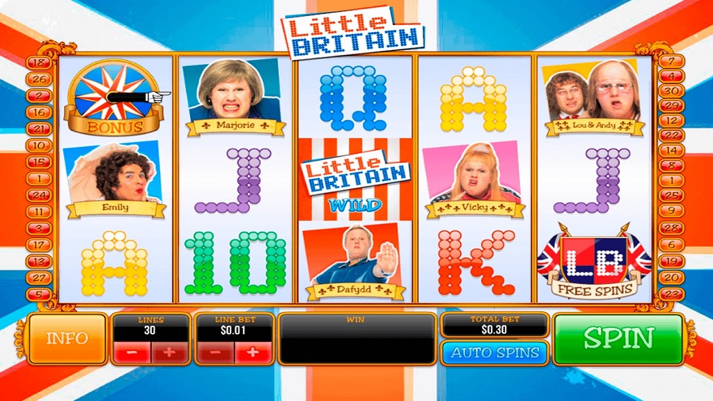 Screenshot of Little Britain slot from Playtech