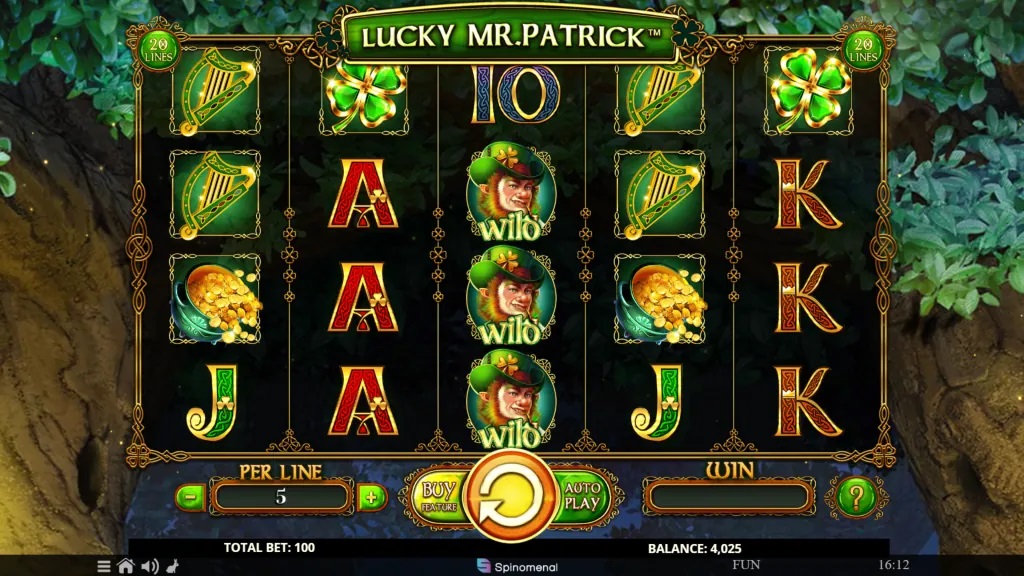 Screenshot of Lucky Mr Patrick slot from Spinomenal