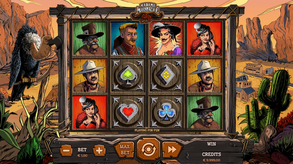 Screenshot of Madame Moustache slot from Spinmatic