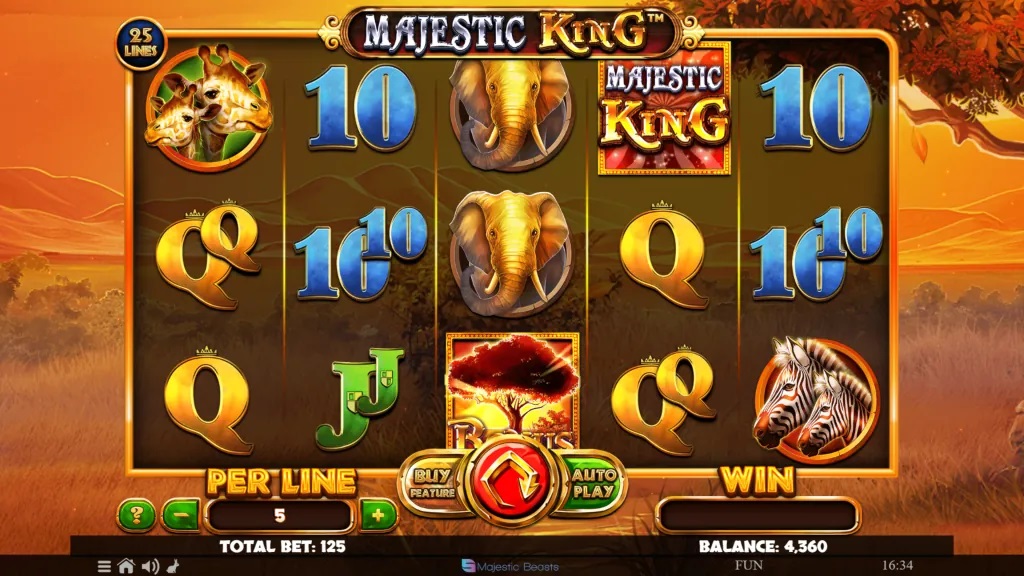 Screenshot of Majestic King slot from Spinomenal