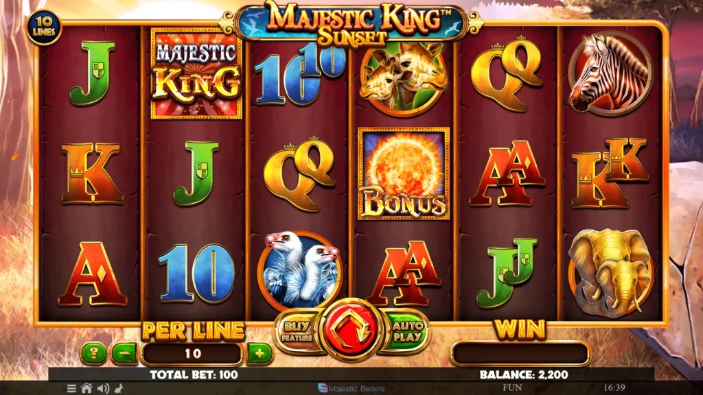 Screenshot of Majestic King - Sunset slot from Spinomenal