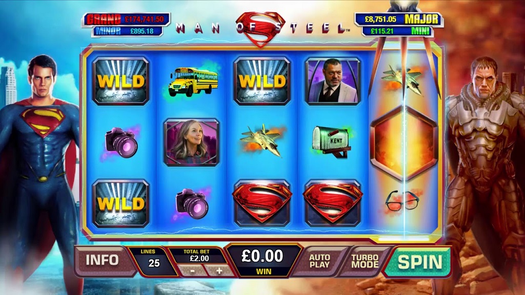 Screenshot of Man of Steel slot from Playtech