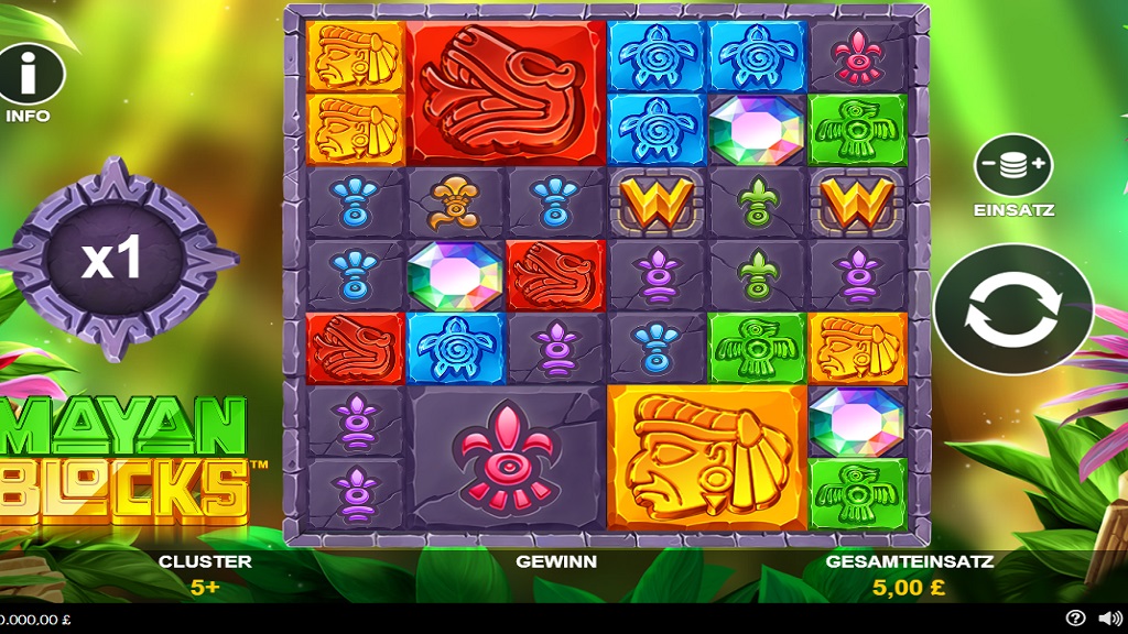 Screenshot of Mayan Blocks slot from Playtech