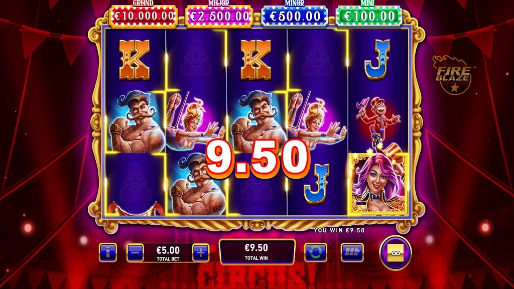 Screenshot of Mega Fire Blaze Big Circus slot from Playtech