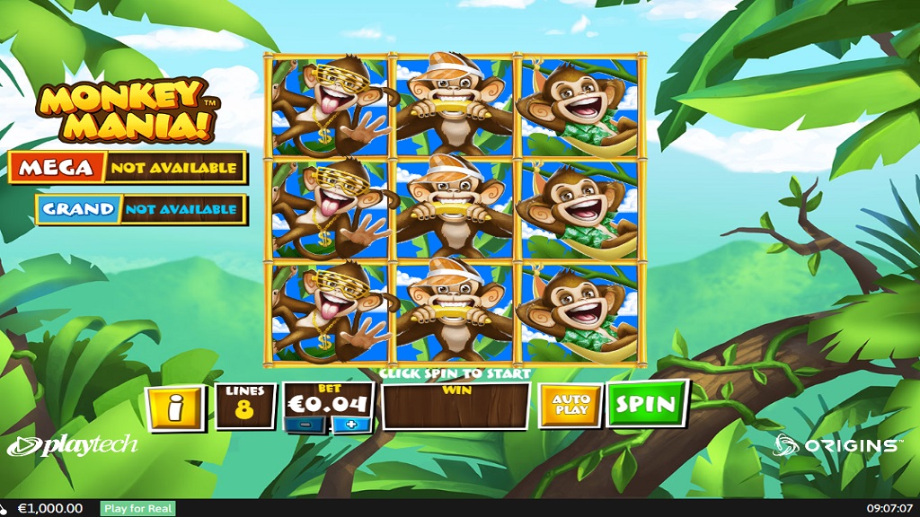 Screenshot of Monkey Mania slot from Playtech