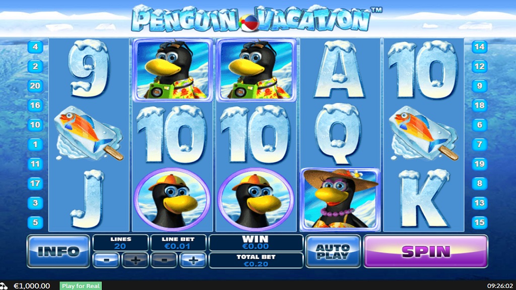 Screenshot of Penguin Vacation slot from Playtech