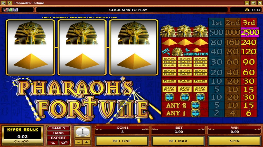 Screenshot of Pharaoh's Fortune slot from Microgaming