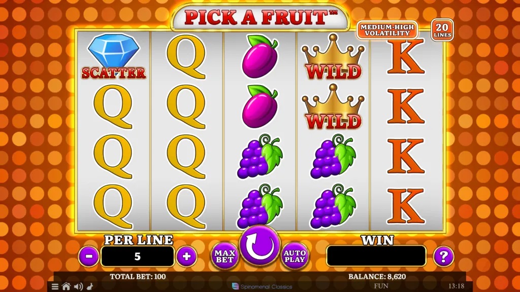 Screenshot of Pick a Fruit slot from Spinomenal