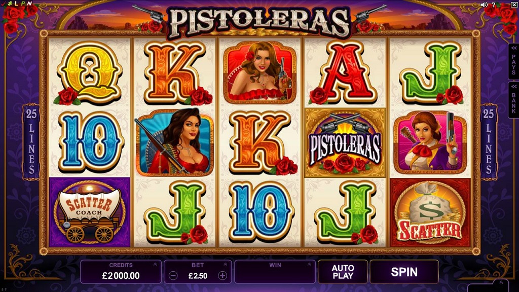 Screenshot of Pistoleras from Microgaming