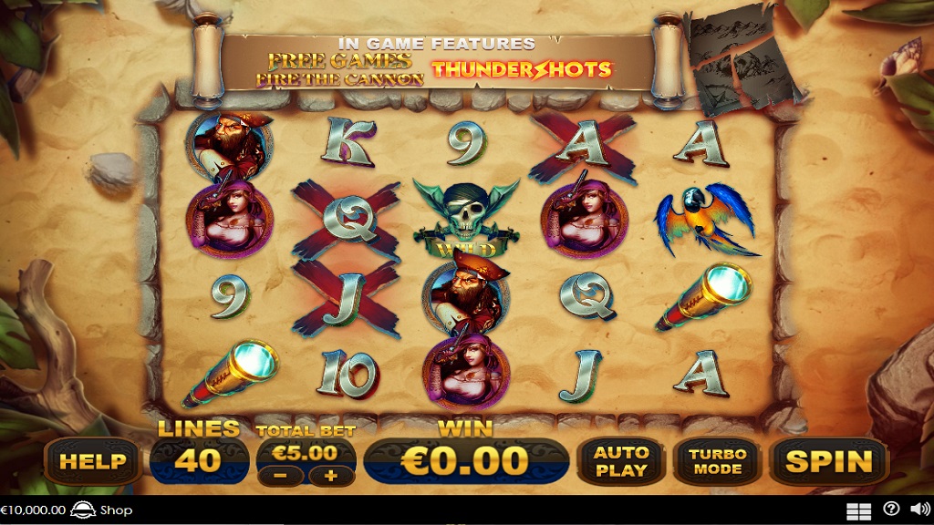 Screenshot of Plunder Ahoy Thundershots slot from Playtech