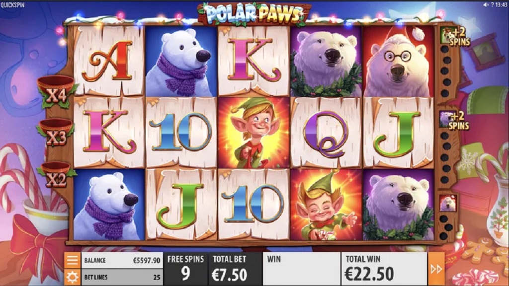 Screenshot of Polar Paws slot from Quickspin