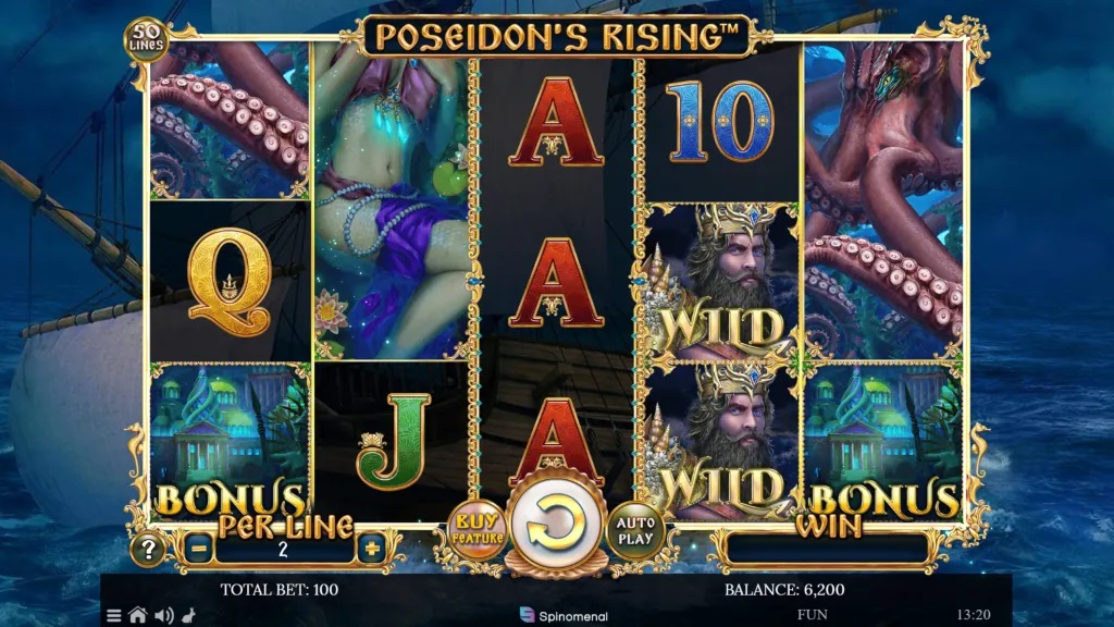 Screenshot of Poseidon's Rising slot from Spinomenal