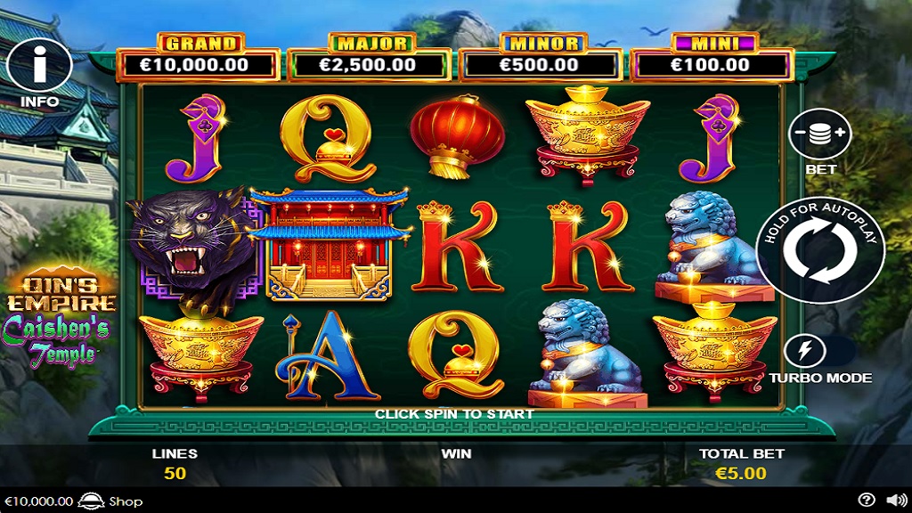 Screenshot of Qins Empire Caishens Temple slot from Playtech