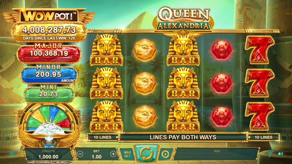 Screenshot of Queen of Alexandria WowPot from Microgaming