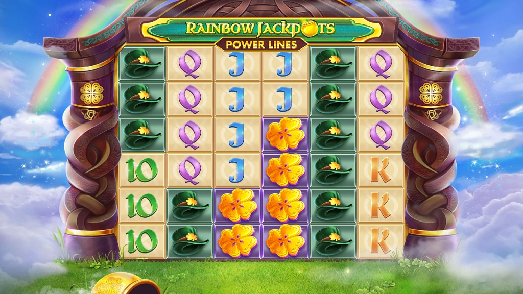 Screenshot of Rainbow Jackpots Power Lines slot from Red Tiger Gaming