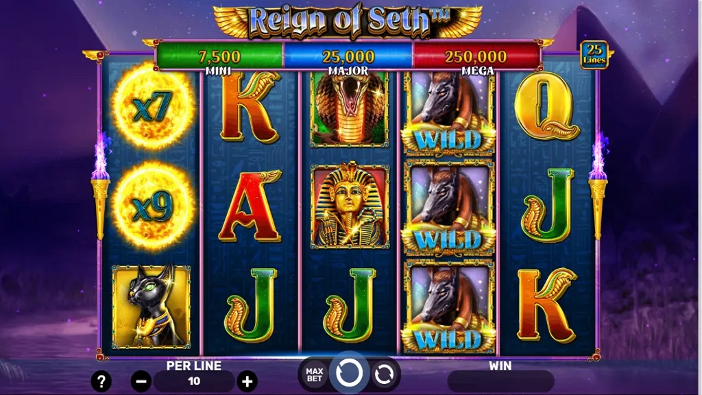 Screenshot of Reign of Seth slot from Spinomenal