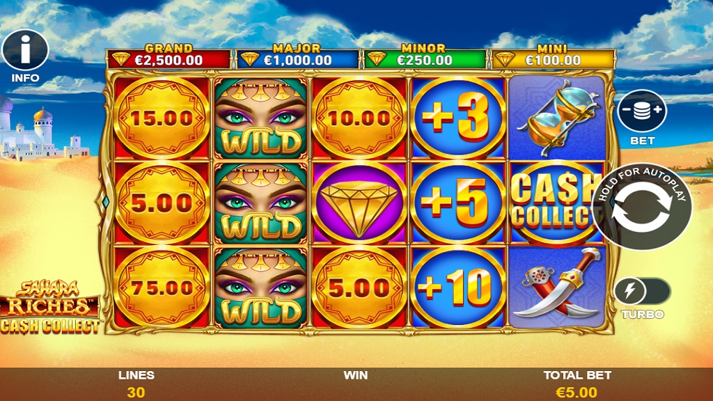 Screenshot of Saharah Riches Cash Collect slot from Playtech