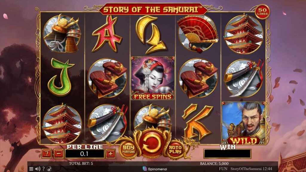 Screenshot of Samurai Path slot from Spinomenal