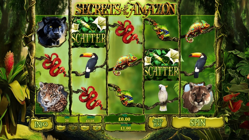 Screenshot of Secrets of the Amazon slot from Playtech