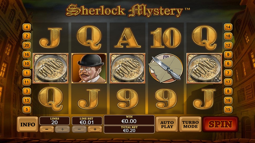 Screenshot of Sherlock Mystery slot from Playtech