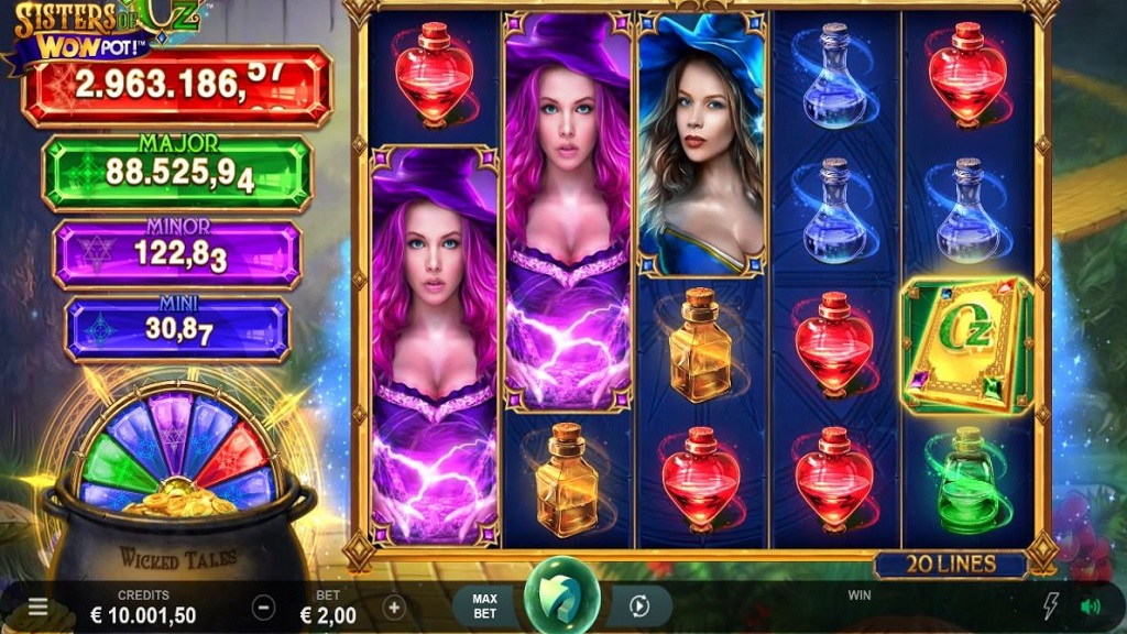 Screenshot of Sisters of Oz WowPot from Microgaming