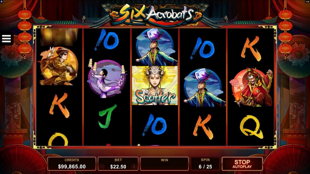 Screenshot of Six Acrobats from Microgaming