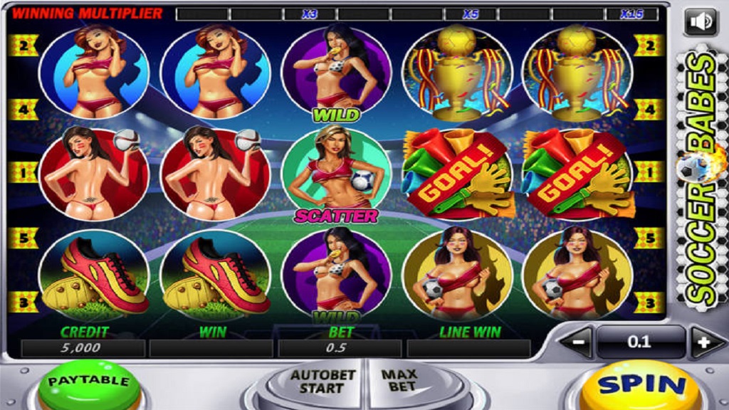 Screenshot of Soccer Babes slot from Spinomenal