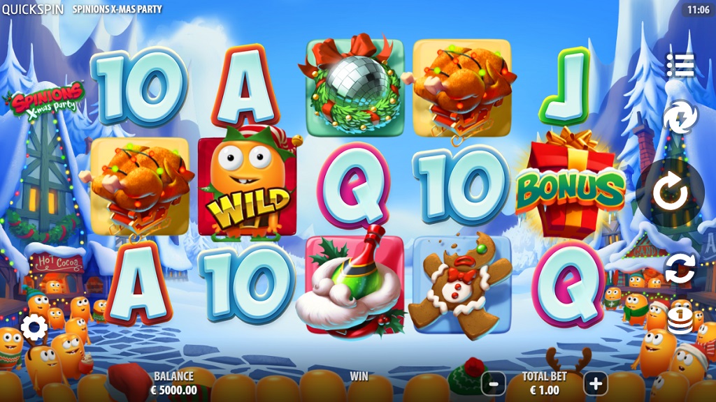 Screenshot of Spinions Christmas Party slot from Quickspin