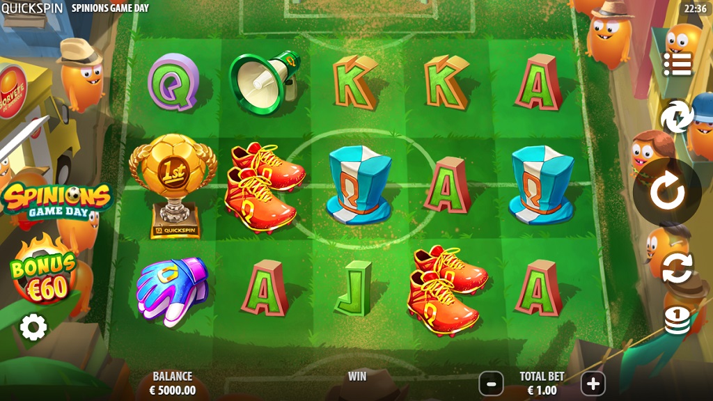 Screenshot of Spinions Game Day slot from Quickspin