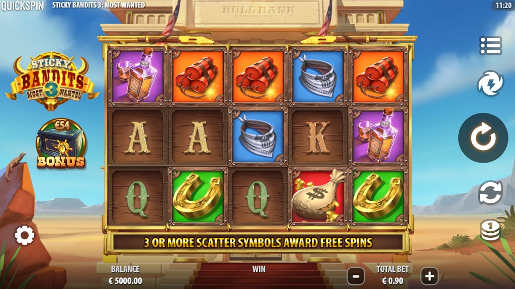 Screenshot of Sticky Bandits 3 Most Wanted slot from Quickspin