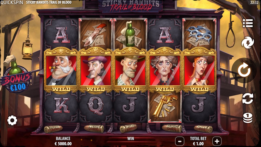 Screenshot of Sticky Bandits Trail of Blood slot from Quickspin