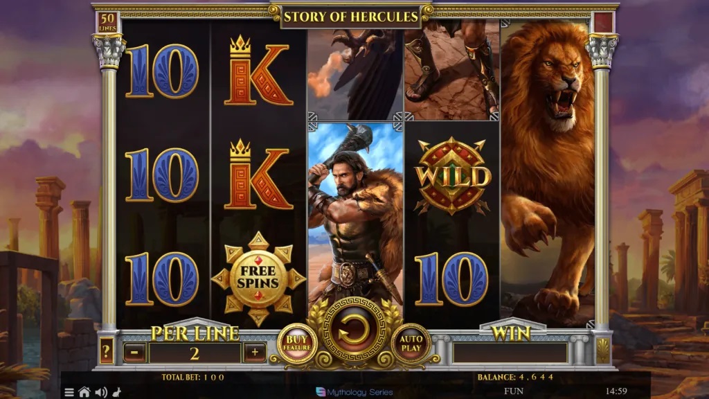 Screenshot of Story of Hercules slot from Spinomenal