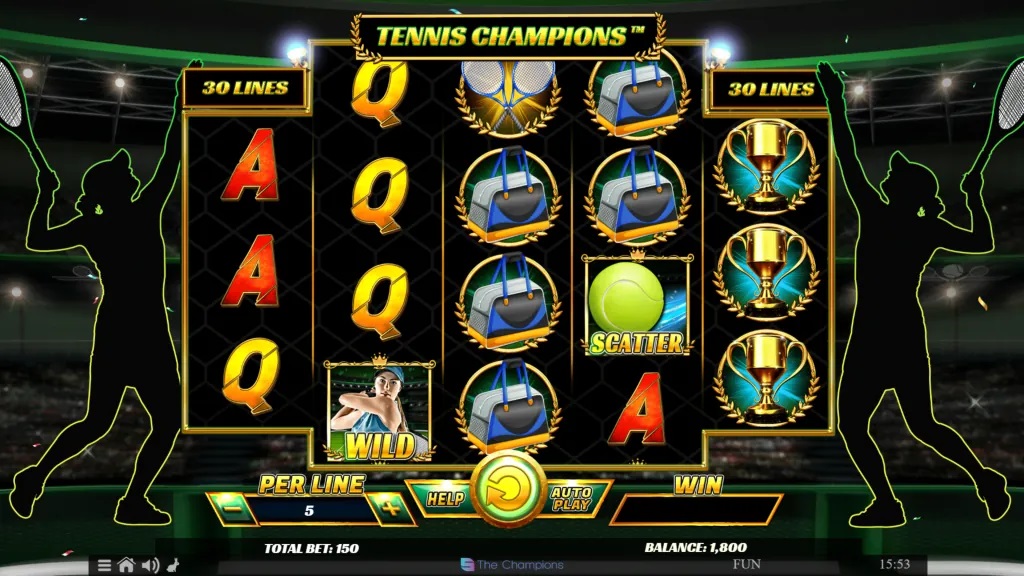 Screenshot of Tennis Champion slot from Spinomenal