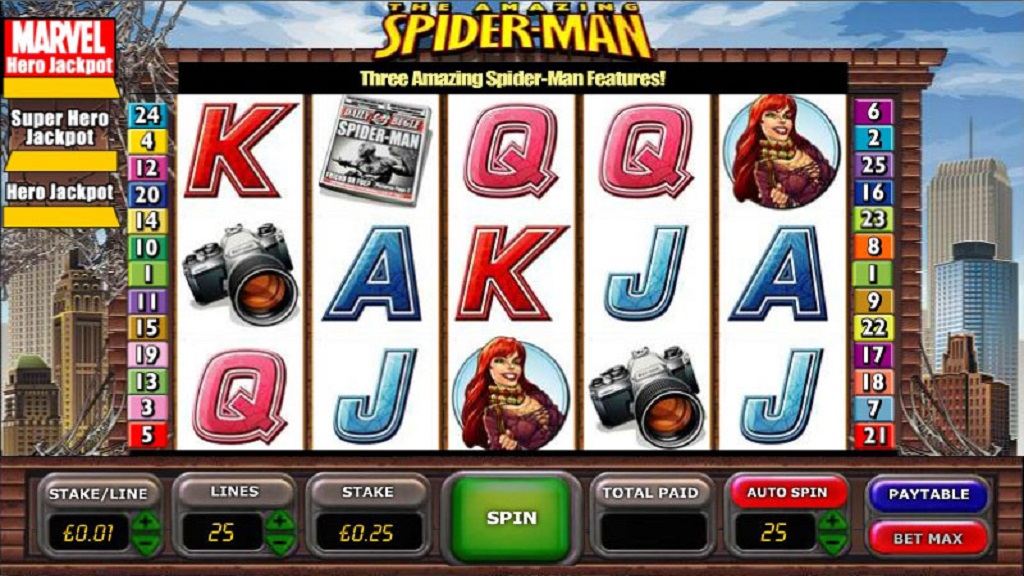 Screenshot of The Amazing Spiderman slot from Playtech