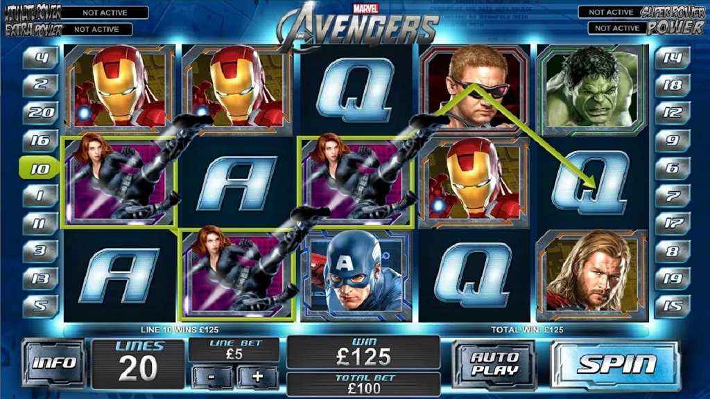 Screenshot of The Avengers slot from Playtech