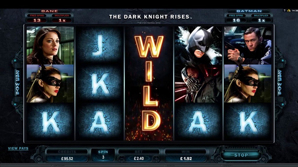 Screenshot of The Dark Knight Rises slot from Microgaming