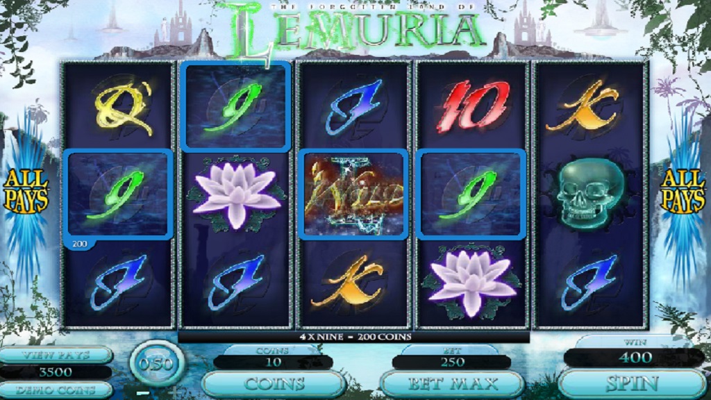 Screenshot of The Forgotten Land of Lemuria slot from Microgaming