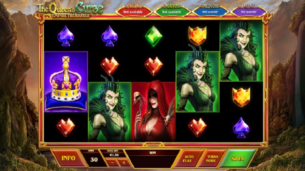 Screenshot of The Queens Curse Empire Treasures slot from Playtech