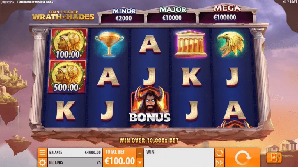 Screenshot of Titan Thunder: Wrath of Hades slot from Quickspin