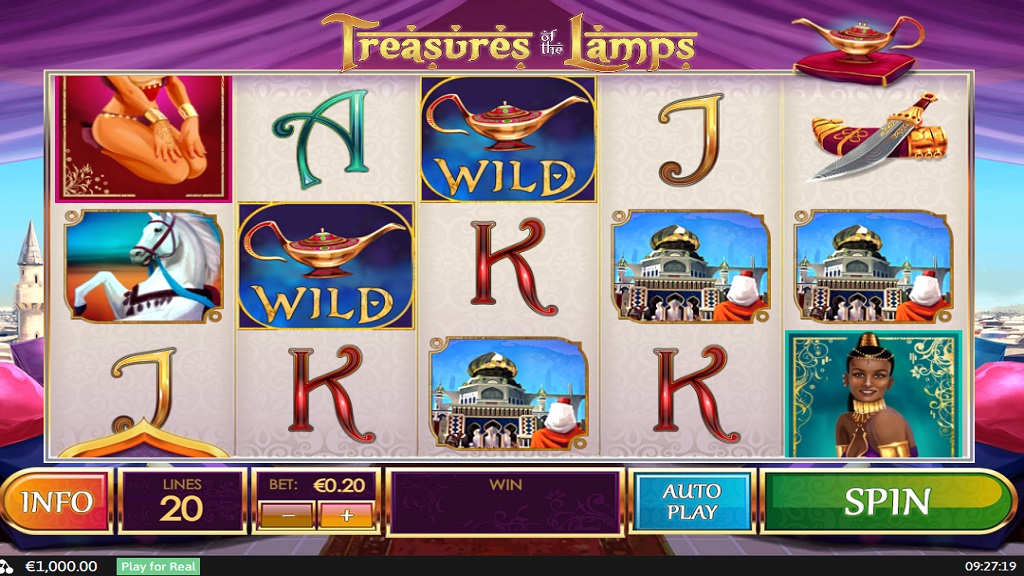Screenshot of Treasure of the Lamps slot from Playtech