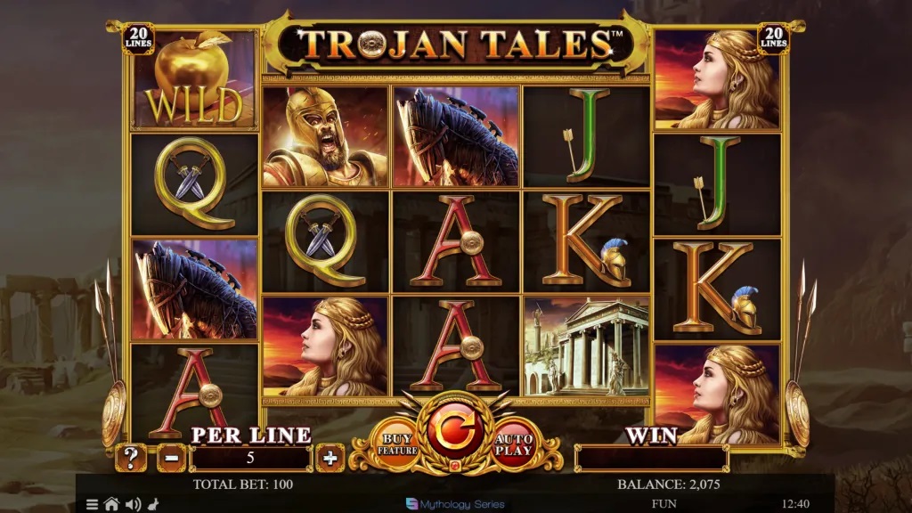 Screenshot of Trojan Tales slot from Spinomenal