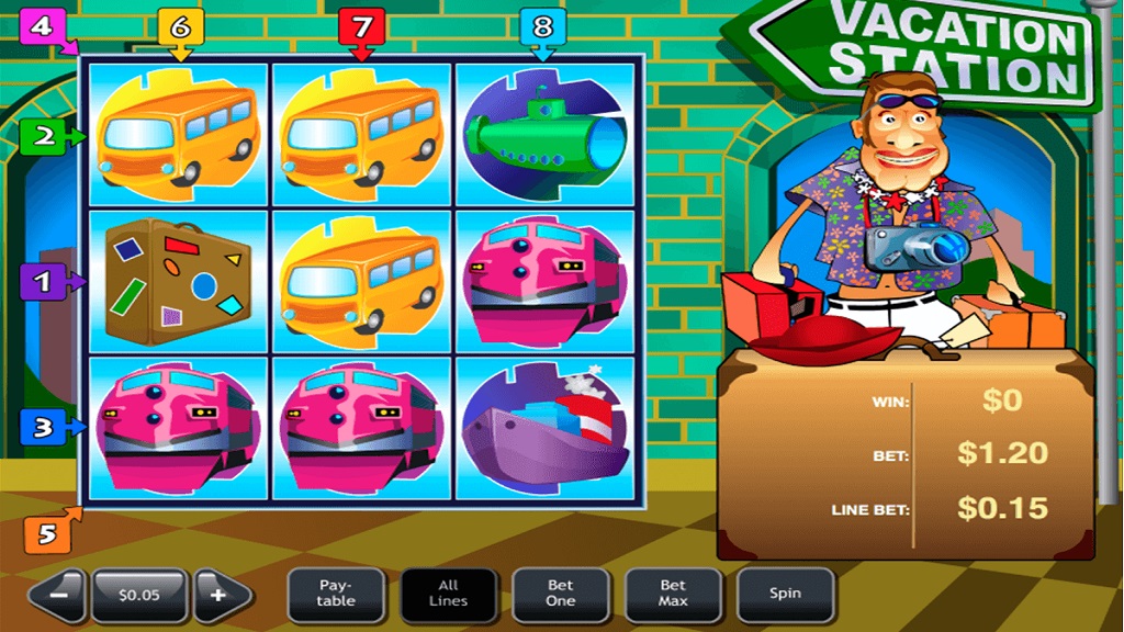 Screenshot of Vacation Station slot from Playtech