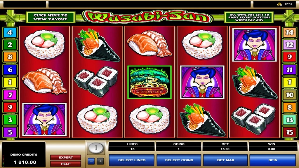 Screenshot of Wasabi-San slot from Microgaming