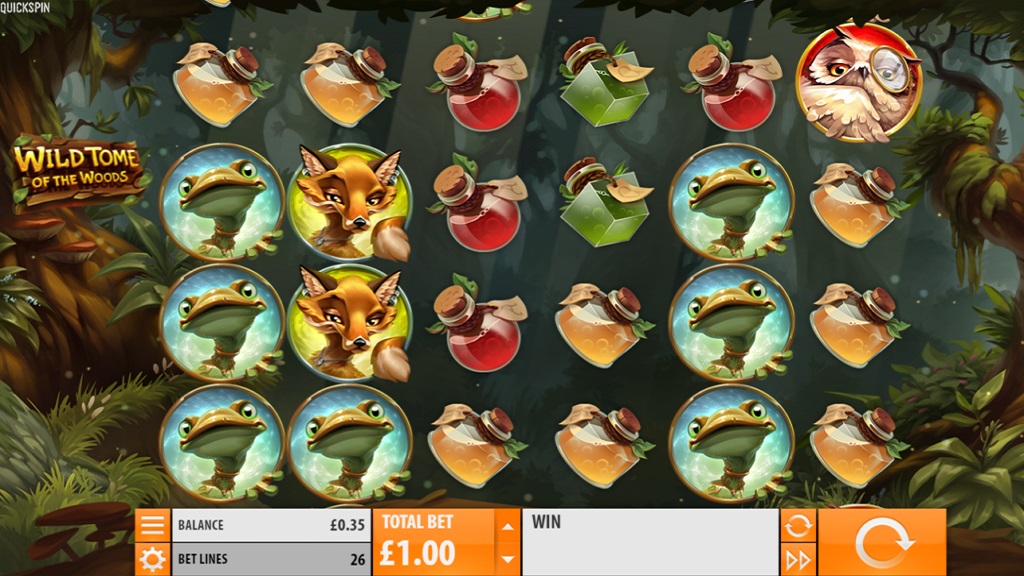 Screenshot of Wild Tome of the Woods slot from Quickspin