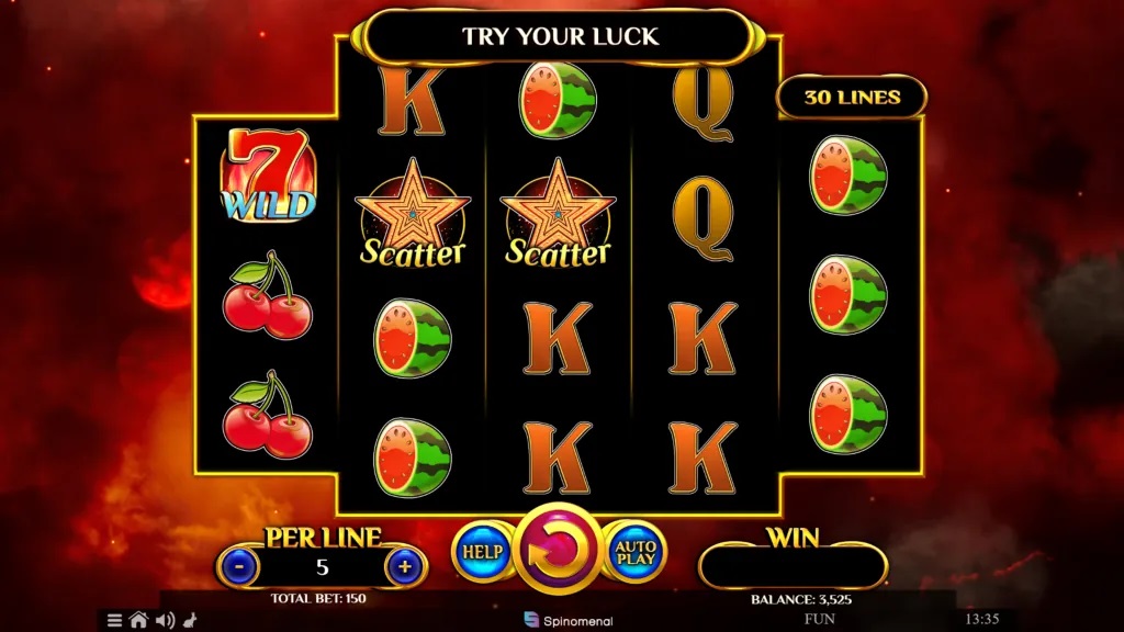 Screenshot of Wildfire Fruits slot from Spinomenal