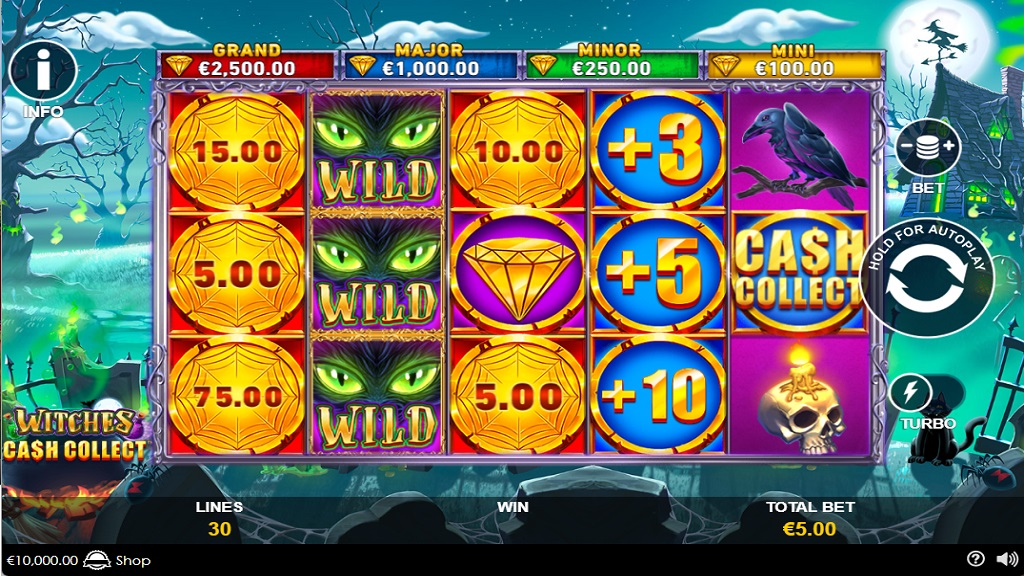 Screenshot of Witches Cash Collect slot from Playtech